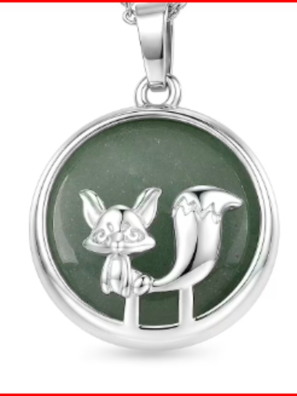 Green Aventurine Pendant in Silvertone with Stainless Steel Necklace